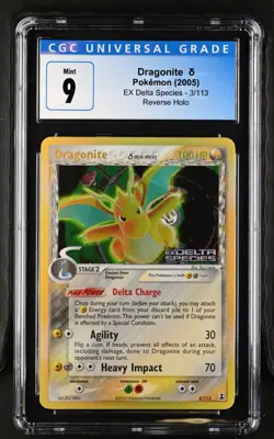 Dragonite 2005 EX Delta Species 3/113 Reverse Holo STAMPED Pokemon Card CGC 9 - Image 3