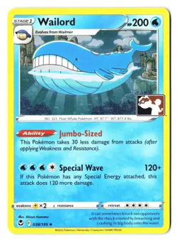Wailord 038/195 - Prize Pack Series Cards COSMOS Holo NM - Image 1