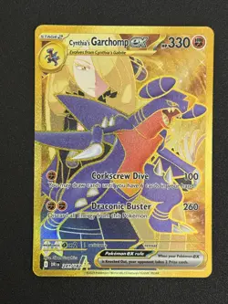 Pokemon Destined Rivals Cynthia's Garchomp EX Gold Hyper Rare Card 241/182 - Image 1
