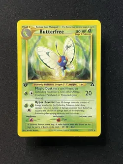2001 Pokemon BUTTERFREE Neo Discovery 1ST EDITION Non Holo RARE Card 19/75 NM - Image 1