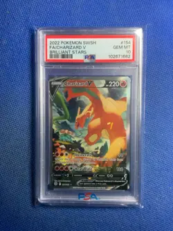 2022 Pokemon SWSH FA/Charizard V 154/172 Full Art Brilliant Stars PSA 10 - Image 1