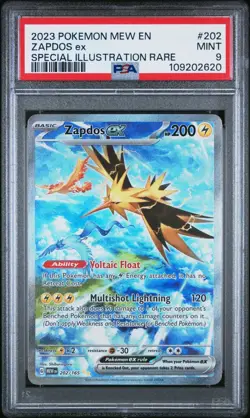 Zapdos Ex 202/165 Mew EN 151 Special Illustration Rare Pokemon PSA 9 MINT - Image 1