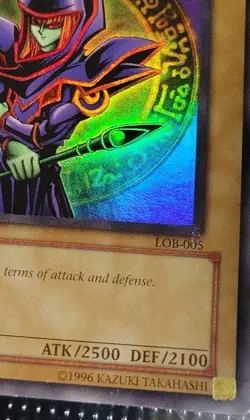 Yugioh Dark Magician LOB-005 1st Ed VLP Ink ErrorU - Image 3