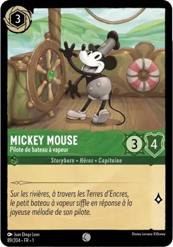 89/204 FOIL ⭐ Mickey Mouse, Pilote de bateau a vapeur Disney Lorcana FR (2023) - Image 1