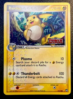 Raichu 12/108 LP Ultra Rare Cute Forest Art EX Power Keepers Stamp Pokemon Card! - Image 2
