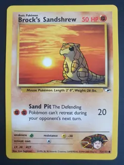 Brock's Sandshrew 72/132 - Gym Heroes Set - Pokemon Card - Lightly Played - Image 1