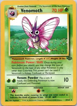 Pokemon TCG Venomoth Jungle 29/64 Regular Unlimited Rare - Image 1