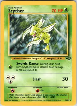 Pokemon TCG Scyther - 26/64 Jungle Set - Non-Holo Rare Vintage Card WOTC 1999 - Image 1