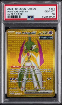 2023 POKEMON PAR EN-PARADOX RIFT HYPER RARE #261 IRON VALIANT EX PSA 10 - Image 1