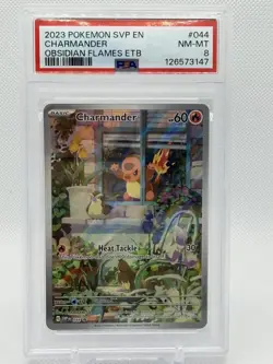 Charmander 2023 Pokemon SV Obsidian Flames Center ETB Promo #044 PSA 8 - Image 1