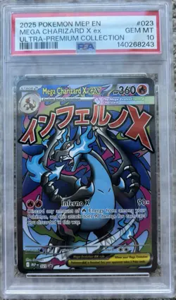 2025 Pokemon Mega Evolution Promo MEP EN 023 Mega Charizard EX UPC PSA 10 - Image 1