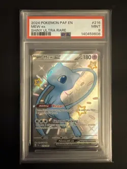 2024 POKEMON PAF EN MEW EX SHINY ULTRA RARE #216 PSA 9 MINT - Image 1