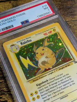 1999 Pokemon Fossil Raichu Holo 14/62 PSA 7 NM - Image 2