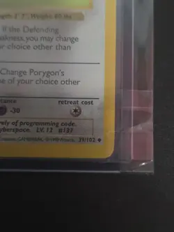 Porygon Pokemon Card 1st Edition Shadowless 39/102 M/NM - Image 5