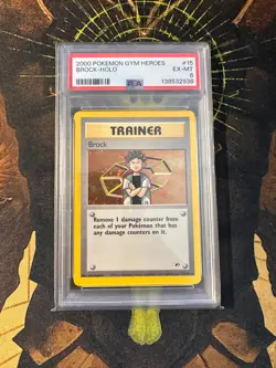 Pokemon Brock 15/132 Gym Heroes Holo Vintage PSA 6 - Image 1