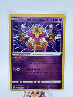 Pokemon TCG Radiant Alakazam Sword & Shield - Silver Tempest 059/195 NM Single! - Image 1