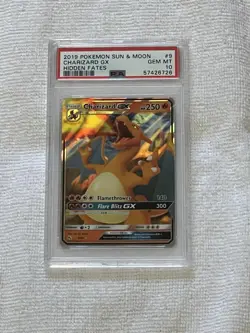 2019 Pokemon Sun Moon Hidden Fates Charizard GX #9/68 PSA 10 - Image 1