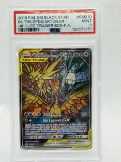 2019 POKEMON HIDDEN FATES ETB FA/MOLTRES & ZAPDOS & ARTICUNO GX PSA 9 - Image 1