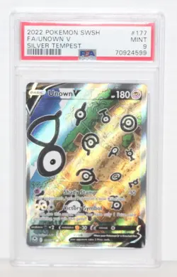 Pokemon 2022 - Silver Tempest Unown V (Alternate Full Art) #177/195 PSA Graded 9 - Image 1