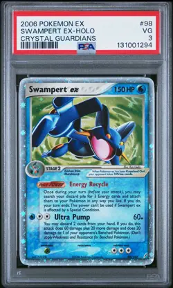 2006 POKEMON EX CRYSTAL GUARDIANS #98 SWAMPERT EX-HOLO PSA 3 - Image 1