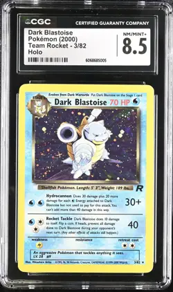 CGC 8.5 Dark Blastoise 2000 Team Rocket #3/82 Holo Pokemon - Image 1