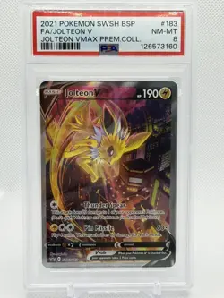 FA/JOLTEON V JOLTEON VMAX PREM.COLL. POKEMON SWSH BLCK STAR PROMO 2021 183 PSA 8 - Image 1