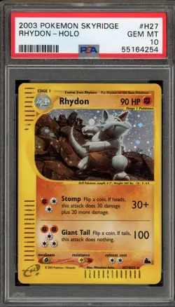Pokemon Rhydon Skyridge Holo Rare #H27 PSA 10 Gem Mint - Image 1