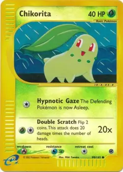 Moderately Played Chikorita - 99/165 - Common - Reverse Holo Pokemon Expedition - Image 1