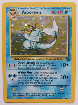 Vaporeon Pokemon Card Holo WOTC 12/64 Jungle Set Rare Vintage 1999 Original LP - Image 1