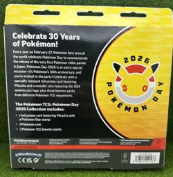 Pokemon TCG 2026 Pokemon Day 30th Anniversary Sealed Box Pikachu Promo 3 Packs - Image 2