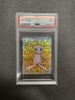 1999 Merlin Pokemon Mew #S25 Prism Sticker - PSA 9 Mint - Image 1