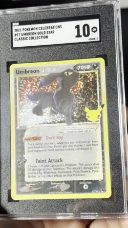 Pokemon Umbreon Gold Star 17/17 Celebrations Holo Card SGC 10 *Holo Bleed* - Image 2