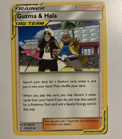 Guzma & Hala 193/236 Cosmic Eclipse Pokemon Card - NM - Image 1