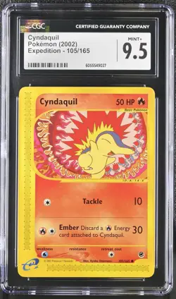 CGC 9.5 MINT+ Cyndaquil 2002 Expedition 105/165 Pokemon Card - Image 1