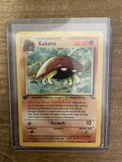 Pokemon Kabuto 50/62 Fossil 1st Edition Stage 1 Common Card 1999 English Regular - Image 1