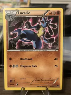 Pokemon TCG Lucario 47/124 Regular Rare HP110 Fighting 2016 Lightly Played Card - Image 1