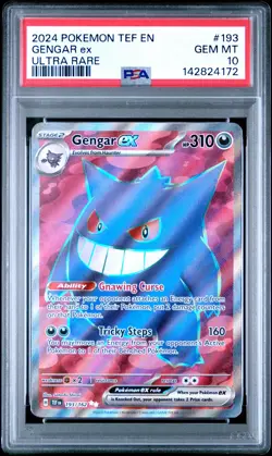 2024 POKEMON TEF EN-TEMPORAL FORCES ULTRA RARE #193 GENGAR EX PSA 10 - Image 1