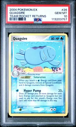 2004 POKEMON EX TEAM ROCKET RETURNS #26 QUAGSIRE PSA 10 - Image 1