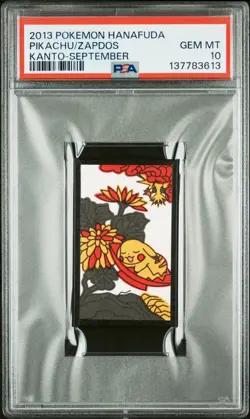 2013 POKEMON HANAFUDA KANTO SEPTEMBER PIKACHU/ZAPDOS PSA 10 - Image 1