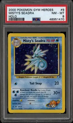 Pokemon Gym Heroes Misty's Seadra 9/132 PSA 8 - Image 1