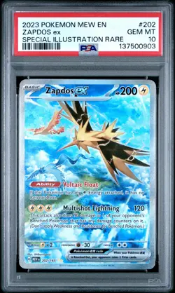 Pokemon Zapdos ex 202/165 SIR Scarlet & Violet 151 #202 Holo SIR GEM MINT PSA 10 - Image 1