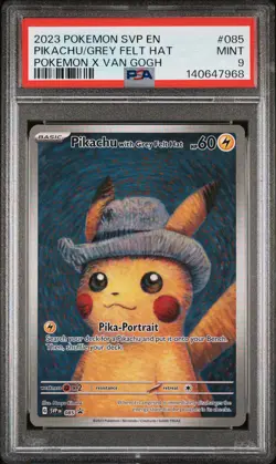 2023 POKEMON SVP EN-SV BLACK STAR PROMO #085 PIKACHU WITH GREY FELT HAT PSA 9 - Image 1
