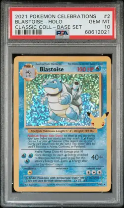 PSA 10 BLASTOISE HOLO BASE SET POKEMON CELEBRATIONS CLASSIC COLLECTION #2 - Image 1