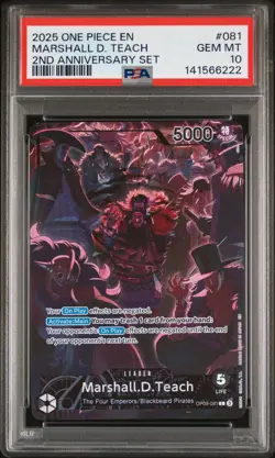 2025 ONE PIECE ENGLISH VERSION 2ND ANV SET #081 MARSHALL D. TEACH PSA 10 - Image 1