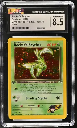 CGC 8.5 Rocket's Scyther Gym Heroes 1st Edition 13/132 Holo SWIRL Pokemon Card - Image 1