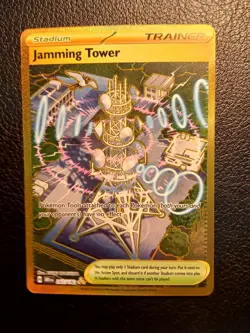 Pokemon TCG, Trainer Jamming Tower, 243/182 Destined Rivals Gold Hyper Rare - Image 1
