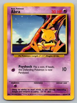 Pokemon TCG Base Set Abra 043/102 - Image 1