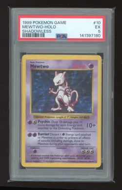 1999 POKEMON BASE SET SHADOWLESS #10 MEWTWO-HOLO PSA 5 - Image 1