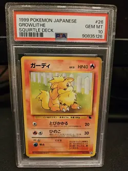 Pokemon Card Japanese Growlithe #26 PSA 10 GEM MINT Squirtle Deck - Image 1