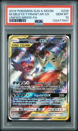 2019 Pokemon Sun & Moon Mega Sableye & Tyranitar GX 226/236 Unified Minds PSA 10 - Image 1